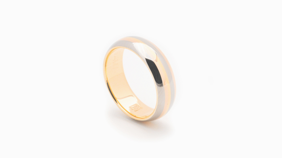 3色ゴールド結婚指輪甲丸