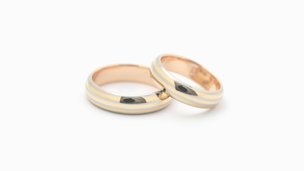 K18イエローゴールド、ホワイトゴールド、ピンクゴールド結婚指輪