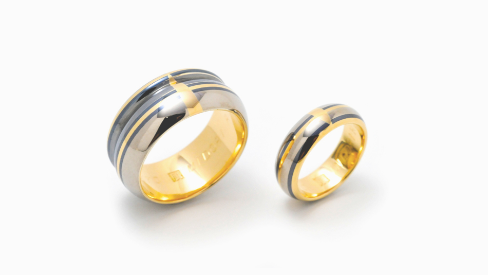 オーダーメイド結婚指輪・ゴールド、伝統技法ペア